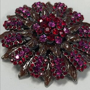 Gift- Elegant Red and Purple Crystal Brooch